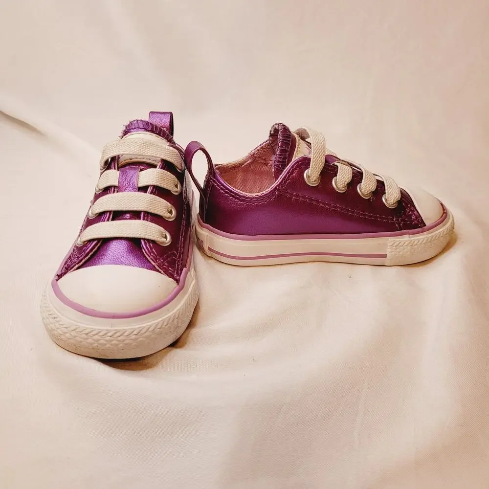 Converse purple metallic slip on toddler sneakers Size 4 Glam Sparkle Easy On